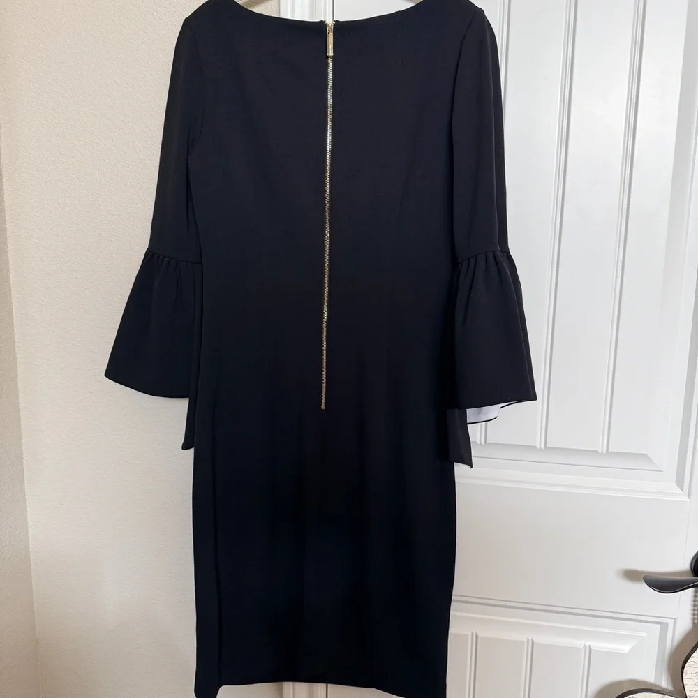 Calvin Klein Black Bell Sleeve Dress Size 8 - Picture 4 of 4